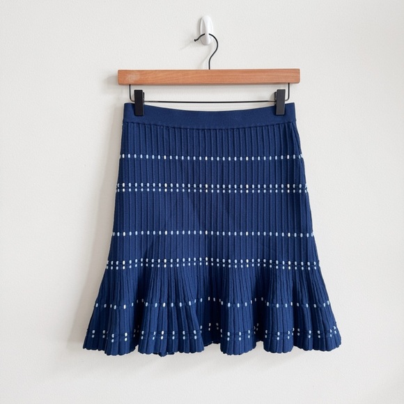 SANDRO • Fluted Ribbed-Knit Mini Skirt in Blue - Picture 6 of 11